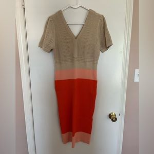 New York & Co. beige, coral, & orange dress. Size medium.